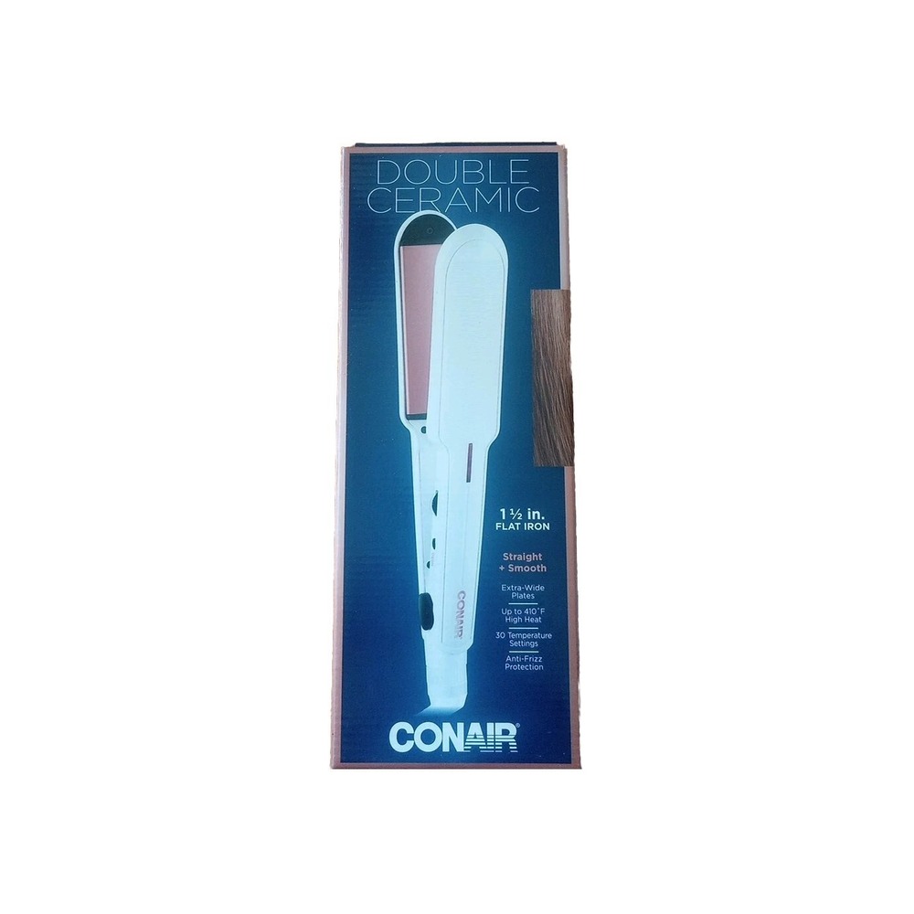 New‎ 1-1/2"Conair Double Ceramic Flat Iron/Hair Straightener White